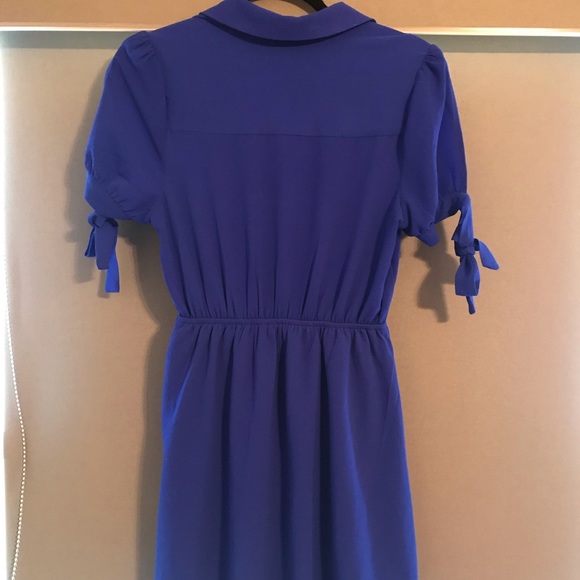 Blue Half Button Dress - Picture 3 of 4
